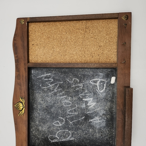 Vintage wall mounted Wood Message Board Blackboard Cork Board hooks Mail kitchen - Picture 4 of 11